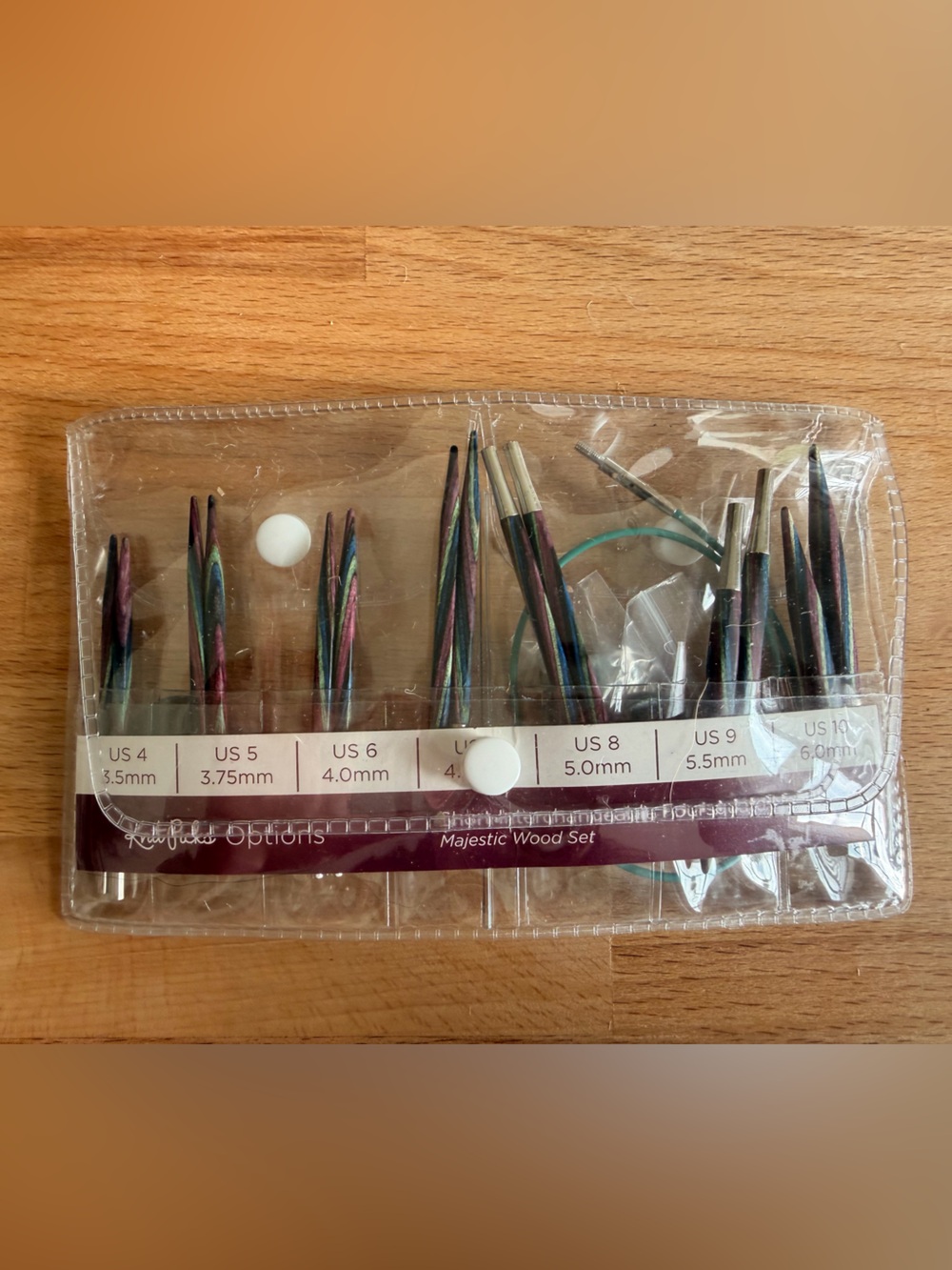 Knitting Needle Tip Set - Multicolor SQUARE Wooden Interchangeable Tips